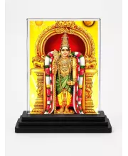 Murugan Acrylic Car Dashboard Showpiece | Double-Sided Murugan Photo Stand | 3 X 4 Inch Photo | Transparent Acrylic Frame With Black Base | Car Dashboard, Office & Table Decor (F71801)