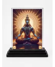 Lord Shiva Acrylic Car Dashboard Showpiece | Double-Sided Lord Shiva Photo Stand | 3 X 4 Inch Photo | Transparent Acrylic Frame With Black Base | Car Dashboard, Office & Table Decor (F71802)