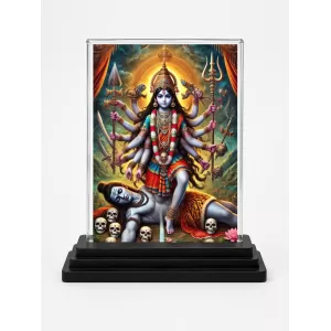 Shiva Acrylic Car Dashboard Showpiece | Double-Sided Shiva Photo Stand | 3 X 4 Inch Photo | Transparent Acrylic Frame With Black Base | Car Dashboard, Office & Table Decor (F71807)