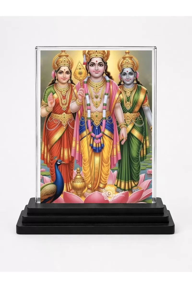 Rama Acrylic Car Dashboard Showpiece | Double-Sided Rama Photo Stand | 3 X 4 Inch Photo | Transparent Acrylic Frame With Black Base | Car Dashboard, Office & Table Decor (F71809)