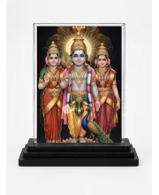Murugan Acrylic Car Dashboard Showpiece | Double-Sided Murugan Photo Stand | 3 X 4 Inch Photo | Transparent Acrylic Frame With Black Base | Car Dashboard, Office & Table Decor (F71810)
