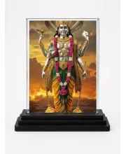 Vishnu Acrylic Car Dashboard Showpiece | Double-Sided Vishnu Photo Stand | 3 X 4 Inch Photo | Transparent Acrylic Frame With Black Base | Car Dashboard, Office & Table Decor (F71811)