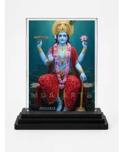 Lakshmi Acrylic Car Dashboard Showpiece | Double-Sided Lakshmi Photo Stand | 3 X 4 Inch Photo | Transparent Acrylic Frame With Black Base | Car Dashboard, Office & Table Decor (F71812)