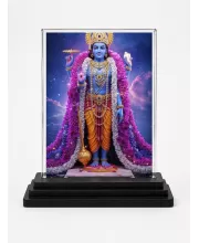 Krishna Acrylic Car Dashboard Showpiece | Double-Sided Krishna Photo Stand | 3 X 4 Inch Photo | Transparent Acrylic Frame With Black Base | Car Dashboard, Office & Table Decor (F71813)