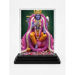 Krishna Acrylic Car Dashboard Showpiece | Double-Sided Krishna Photo Stand | 3 X 4 Inch Photo | Transparent Acrylic Frame With Black Base | Car Dashboard, Office & Table Decor (F71814)