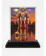 Lakshmi Acrylic Car Dashboard Showpiece | Double-Sided Lakshmi Photo Stand | 3 X 4 Inch Photo | Transparent Acrylic Frame With Black Base | Car Dashboard, Office & Table Decor (F71816)