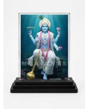 Lakshmi Acrylic Car Dashboard Showpiece | Double-Sided Lakshmi Photo Stand | 3 X 4 Inch Photo | Transparent Acrylic Frame With Black Base | Car Dashboard, Office & Table Decor (F71819)
