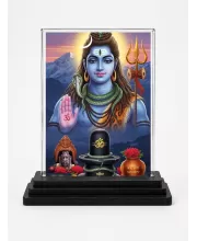 Shiva Acrylic Car Dashboard Showpiece | Double-Sided Shiva Photo Stand | 3 X 4 Inch Photo | Transparent Acrylic Frame With Black Base | Car Dashboard, Office & Table Decor (F71825)