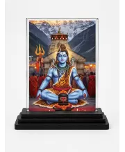 Shiva Acrylic Car Dashboard Showpiece | Double-Sided Shiva Photo Stand | 3 X 4 Inch Photo | Transparent Acrylic Frame With Black Base | Car Dashboard, Office & Table Decor (F71826)
