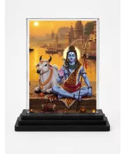Shiva Acrylic Car Dashboard Showpiece | Double-Sided Shiva Photo Stand | 3 X 4 Inch Photo | Transparent Acrylic Frame With Black Base | Car Dashboard, Office & Table Decor (F71827)