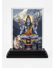 Shiva Acrylic Car Dashboard Showpiece | Double-Sided Shiva Photo Stand | 3 X 4 Inch Photo | Transparent Acrylic Frame With Black Base | Car Dashboard, Office & Table Decor (F71828)