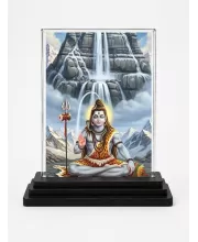 Shiva Acrylic Car Dashboard Showpiece | Double-Sided Shiva Photo Stand | 3 X 4 Inch Photo | Transparent Acrylic Frame With Black Base | Car Dashboard, Office & Table Decor (F71829)