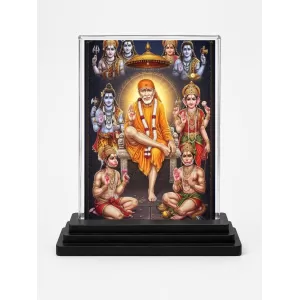 Sai Baba Acrylic Car Dashboard Showpiece | Double-Sided Sai Baba Photo Stand | 3 X 4 Inch Photo | Transparent Acrylic Frame With Black Base | Car Dashboard, Office & Table Decor (F71830) Sai Baba Acrylic Car Dashboard Showpiece | Double-Sided Sai Baba Photo Stand | 3 X 4 Inch Photo | Transparent Acrylic Frame With Black Base | Car Dashboard, Office & Table Decor (F71830)