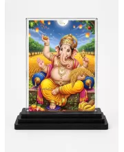 Ganesha Acrylic Car Dashboard Showpiece | Double-Sided Ganesha Photo Stand | 3 X 4 Inch Photo | Transparent Acrylic Frame With Black Base | Car Dashboard, Office & Table Decor (F71834)