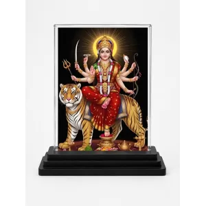 Durga Acrylic Car Dashboard Showpiece | Double-Sided Durga Photo Stand | 3 X 4 Inch Photo | Transparent Acrylic Frame With Black Base | Car Dashboard, Office & Table Decor (F71843) Durga Acrylic Car Dashboard Showpiece | Double-Sided Durga Photo Stand | 3 X 4 Inch Photo | Transparent Acrylic Frame With Black Base | Car Dashboard, Office & Table Decor (F71843)
