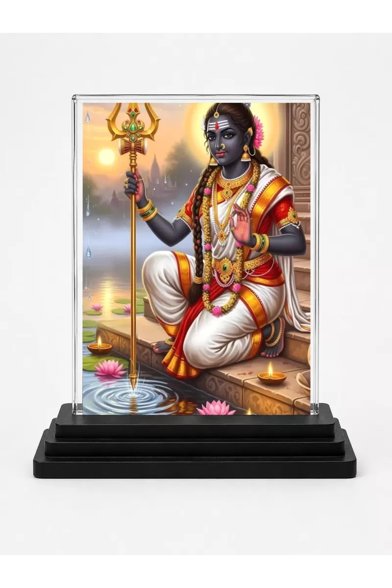 Lord Shiva Acrylic Car Dashboard Showpiece | Double-Sided Lord Shiva Photo Stand | 3 X 4 Inch Photo | Transparent Acrylic Frame With Black Base | Car Dashboard, Office & Table Decor (F71845)