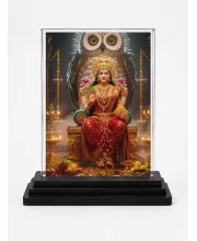 Lakshmi Acrylic Car Dashboard Showpiece | Double-Sided Lakshmi Photo Stand | 3 X 4 Inch Photo | Transparent Acrylic Frame With Black Base | Car Dashboard, Office & Table Decor (F71846)