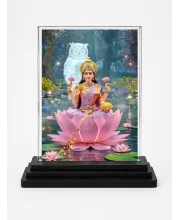 Lakshmi Acrylic Car Dashboard Showpiece | Double-Sided Lakshmi Photo Stand | 3 X 4 Inch Photo | Transparent Acrylic Frame With Black Base | Car Dashboard, Office & Table Decor (F71848)