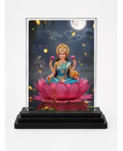 Lakshmi Acrylic Car Dashboard Showpiece | Double-Sided Lakshmi Photo Stand | 3 X 4 Inch Photo | Transparent Acrylic Frame With Black Base | Car Dashboard, Office & Table Decor (F71849)