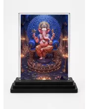Ganesha Acrylic Car Dashboard Showpiece | Double-Sided Ganesha Photo Stand | 3 X 4 Inch Photo | Transparent Acrylic Frame With Black Base | Car Dashboard, Office & Table Decor (F71853)