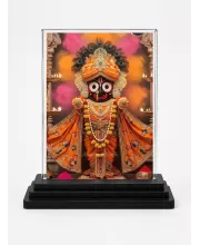 Jagannath Acrylic Car Dashboard Showpiece | Double-Sided Jagannath Photo Stand | 3 X 4 Inch Photo | Transparent Acrylic Frame With Black Base | Car Dashboard, Office & Table Decor (F71858)
