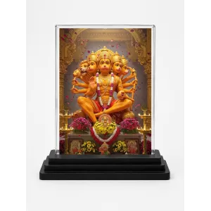 Hanuman Acrylic Car Dashboard Showpiece | Double-Sided Hanuman Photo Stand | 3 X 4 Inch Photo | Transparent Acrylic Frame With Black Base | Car Dashboard, Office & Table Decor (F71861)
