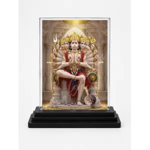 Hanuman Acrylic Car Dashboard Showpiece | Double-Sided Hanuman Photo Stand | 3 X 4 Inch Photo | Transparent Acrylic Frame With Black Base | Car Dashboard, Office & Table Decor (F71862)
