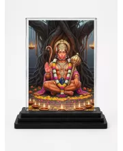 Hanuman Acrylic Car Dashboard Showpiece | Double-Sided Hanuman Photo Stand | 3 X 4 Inch Photo | Transparent Acrylic Frame With Black Base | Car Dashboard, Office & Table Decor (F71867)