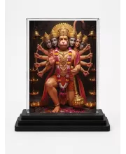 Hanuman Acrylic Car Dashboard Showpiece | Double-Sided Hanuman Photo Stand | 3 X 4 Inch Photo | Transparent Acrylic Frame With Black Base | Car Dashboard, Office & Table Decor (F71872)