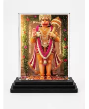 Hanuman Acrylic Car Dashboard Showpiece | Double-Sided Hanuman Photo Stand | 3 X 4 Inch Photo | Transparent Acrylic Frame With Black Base | Car Dashboard, Office & Table Decor (F71873)
