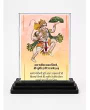 Hanuman Acrylic Car Dashboard Showpiece | Double-Sided Hanuman Photo Stand | 3 X 4 Inch Photo | Transparent Acrylic Frame With Black Base | Car Dashboard, Office & Table Decor (F71874)