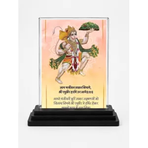 Hanuman Acrylic Car Dashboard Showpiece | Double-Sided Hanuman Photo Stand | 3 X 4 Inch Photo | Transparent Acrylic Frame With Black Base | Car Dashboard, Office & Table Decor (F71874)