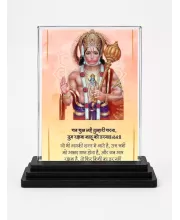 Hanuman Acrylic Car Dashboard Showpiece | Double-Sided Hanuman Photo Stand | 3 X 4 Inch Photo | Transparent Acrylic Frame With Black Base | Car Dashboard, Office & Table Decor (F71876)