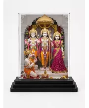 Ram Darbar Acrylic Car Dashboard Showpiece | Double-Sided Ram Darbar Photo Stand | 3 X 4 Inch Photo | Transparent Acrylic Frame With Black Base | Car Dashboard, Office & Table Decor (F71880)
