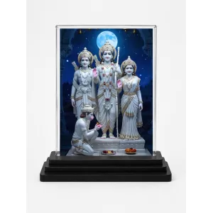 Ram Darbar Acrylic Car Dashboard Showpiece | Double-Sided Ram Darbar Photo Stand | 3 X 4 Inch Photo | Transparent Acrylic Frame With Black Base | Car Dashboard, Office & Table Decor (F71881)