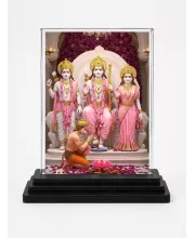 Ram Darbar Acrylic Car Dashboard Showpiece | Double-Sided Ram Darbar Photo Stand | 3 X 4 Inch Photo | Transparent Acrylic Frame With Black Base | Car Dashboard, Office & Table Decor (F71882)