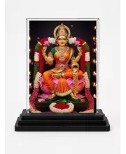 Lakshmi Acrylic Car Dashboard Showpiece | Double-Sided Lakshmi Photo Stand | 3 X 4 Inch Photo | Transparent Acrylic Frame With Black Base | Car Dashboard, Office & Table Decor (F71890)