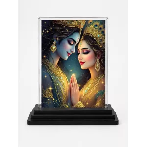 Shree Radha And Shree Krishna Acrylic Car Dashboard Showpiece | Double-Sided Shree Radha And Shree Krishna Photo Stand | 3 X 4 Inch Photo | Transparent Acrylic Frame With Black Base | Car Dashboard, Office & Table Decor (F71898) Shree Radha And Shree Krishna Acrylic Car Dashboard Showpiece | Double-Sided Shree Radha And Shree Krishna Photo Stand | 3 X 4 Inch Photo | Transparent Acrylic Frame With Black Base | Car Dashboard, Office & Table Decor (F71898)