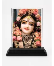 Krishna Acrylic Car Dashboard Showpiece | Double-Sided Krishna Photo Stand | 3 X 4 Inch Photo | Transparent Acrylic Frame With Black Base | Car Dashboard, Office & Table Decor (F71908)