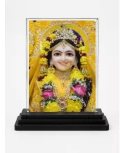 Radha Krishna Acrylic Car Dashboard Showpiece | Double-Sided Radha Krishna Photo Stand | 3 X 4 Inch Photo | Transparent Acrylic Frame With Black Base | Car Dashboard, Office & Table Decor (F71909)