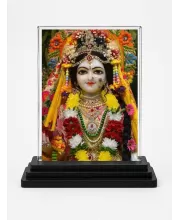 Krishna Acrylic Car Dashboard Showpiece | Double-Sided Krishna Photo Stand | 3 X 4 Inch Photo | Transparent Acrylic Frame With Black Base | Car Dashboard, Office & Table Decor (F71910)