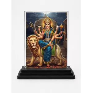 Durga Acrylic Car Dashboard Showpiece | Double-Sided Durga Photo Stand | 3 X 4 Inch Photo | Transparent Acrylic Frame With Black Base | Car Dashboard, Office & Table Decor (F71917) Durga Acrylic Car Dashboard Showpiece | Double-Sided Durga Photo Stand | 3 X 4 Inch Photo | Transparent Acrylic Frame With Black Base | Car Dashboard, Office & Table Decor (F71917)