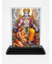 Rama Acrylic Car Dashboard Showpiece | Double-Sided Rama Photo Stand | 3 X 4 Inch Photo | Transparent Acrylic Frame With Black Base | Car Dashboard, Office & Table Decor (F71923)