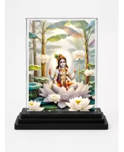 Krishna Acrylic Car Dashboard Showpiece | Double-Sided Krishna Photo Stand | 3 X 4 Inch Photo | Transparent Acrylic Frame With Black Base | Car Dashboard, Office & Table Decor (F71924)