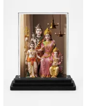Shiva Family Acrylic Car Dashboard Showpiece | Double-Sided Shiva Family Photo Stand | 3 X 4 Inch Photo | Transparent Acrylic Frame With Black Base | Car Dashboard, Office & Table Decor (F71931)
