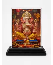 Ganesha Acrylic Car Dashboard Showpiece | Double-Sided Ganesha Photo Stand | 3 X 4 Inch Photo | Transparent Acrylic Frame With Black Base | Car Dashboard, Office & Table Decor (F71932)
