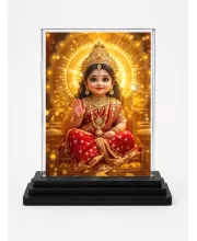 Lakshmi Acrylic Car Dashboard Showpiece | Double-Sided Lakshmi Photo Stand | 3 X 4 Inch Photo | Transparent Acrylic Frame With Black Base | Car Dashboard, Office & Table Decor (F71933)