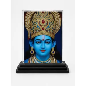 Lord Rama Acrylic Car Dashboard Showpiece | Double-Sided Lord Rama Photo Stand | 3 X 4 Inch Photo | Transparent Acrylic Frame With Black Base | Car Dashboard, Office & Table Decor (F71935)