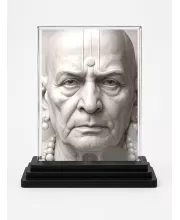 Saint Swami Samarth Acrylic Car Dashboard Showpiece | Double-Sided Saint Swami Samarth Photo Stand | 3 X 4 Inch Photo | Transparent Acrylic Frame With Black Base | Car Dashboard, Office & Table Decor (F71938)