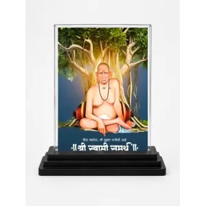 Swami Samarth Acrylic Car Dashboard Showpiece | Double-Sided Swami Samarth Photo Stand | 3 X 4 Inch Photo | Transparent Acrylic Frame With Black Base | Car Dashboard, Office & Table Decor (F71939) Swami Samarth Acrylic Car Dashboard Showpiece | Double-Sided Swami Samarth Photo Stand | 3 X 4 Inch Photo | Transparent Acrylic Frame With Black Base | Car Dashboard, Office & Table Decor (F71939)